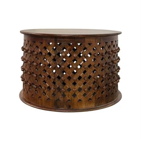 Table café Lattice ronde bois châtaigne 30 po