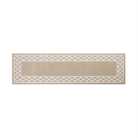 Tapis chemin Christine Border 2 x 8 pi beige/blanc treillis