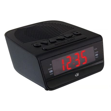 Radio-réveil numérique AM/FM GPX noir 5,12 po avec prise