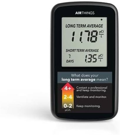 Détecteur de radon numérique Airthings à piles avec écran LCD