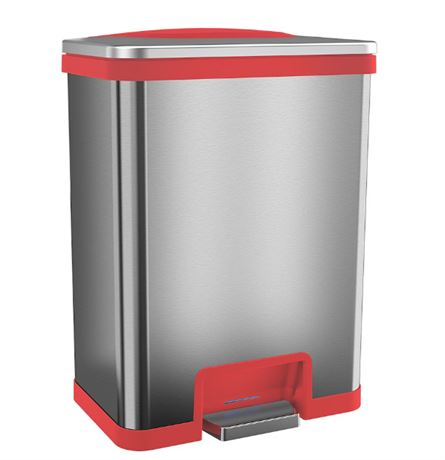 Poubelle à pédale/capteur Halo TapCan 13 gal + désodorisant (bord rouge)