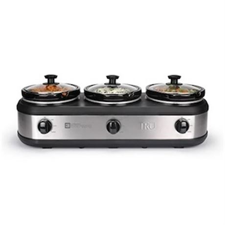 VOIR PHOTOS  TRU Serveur buffet triple, 3 inserts amovibles 2-1/2 pintes, argent