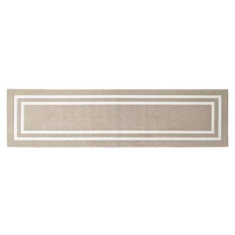Tapis touffeté lavable antidérapant beige/blanc 2,2 x 8 pi