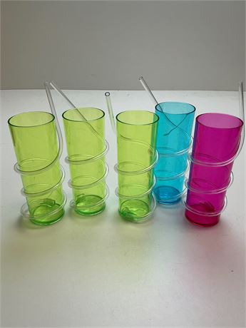 Lot de 5 gobelets avec paille