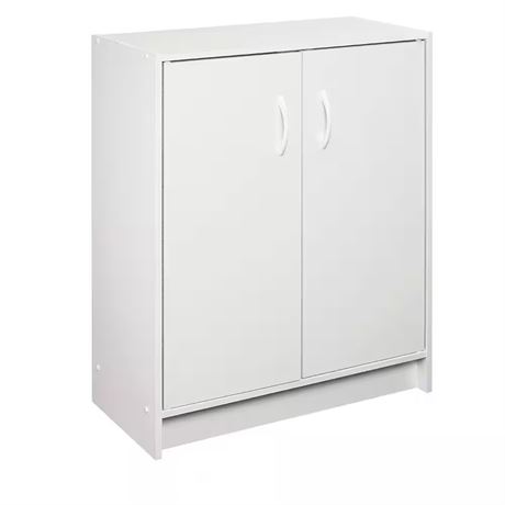 Organisateur empilable 2 portes look bois blanc 32 x 24 x 12 po