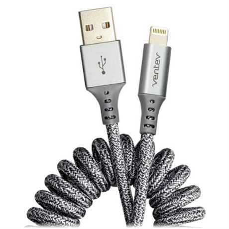 Câble spiralé Ventev USB-A vers Apple Lightning