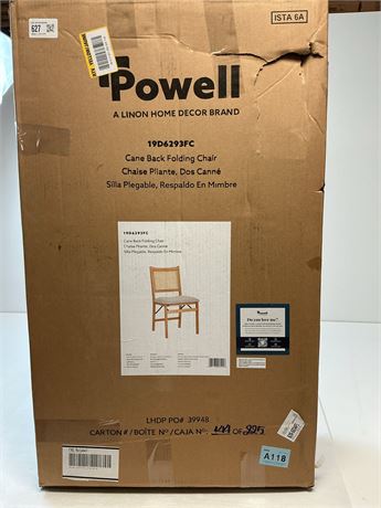 Chaise pliante dossier cannage 19,75 x 20,5 x 34,5 po