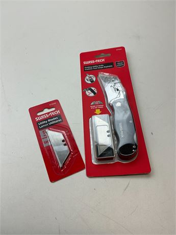 Couteau utilitaire pliant Swiss Tech avec 15 lames en acier SK5