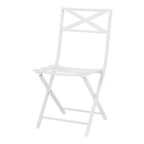 Chaise pliante patio à lattes en métal blanc mix & match