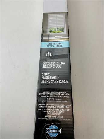 Store zébré sans fil blanc 32 x 72 po