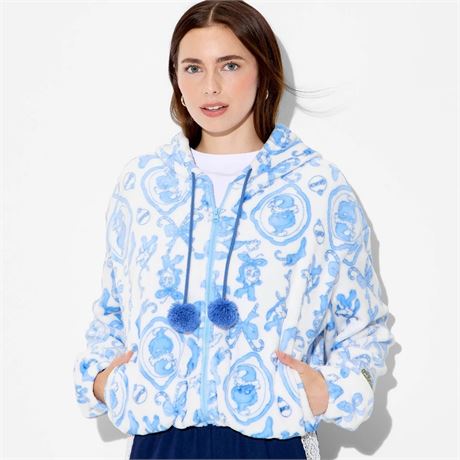L - Ouaté à capuchon zip graphique Grinch femmes - blanc