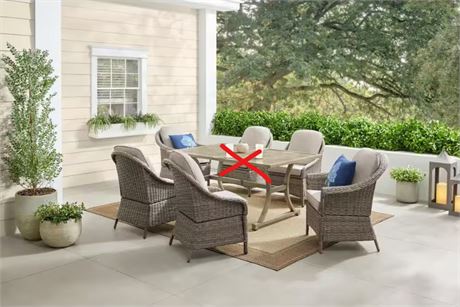 TABLE MANQUANTE - Ens. patio Hampton Bay Brooke Mill brun métal rotin + coussins