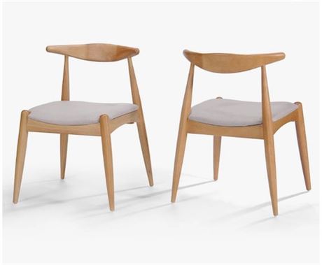 Chaises salle à manger caoutchouc lot de 2 avec coussin