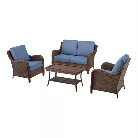 Ens. 4 pcs - conversation patio Newshire rotin avec coussins Lake