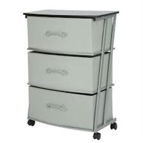Chariot large Mainstays 3 tiroirs tissu avec roues