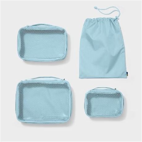 Ens. 4 cubes de rangement Open Story aqua boue zip + cordon