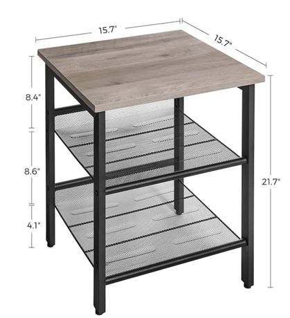 Table d'appoint VASAGLE INDESTIC, table chevet + 2 tablettes ajust. mailles