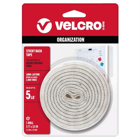 Ruban Velcro blanc 1,5 m x 1,9 cm