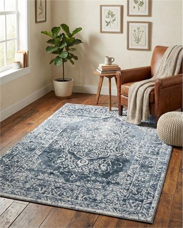 Tapis rectangulaire Unique Loom Oxford bleu 4'1 x 6'1