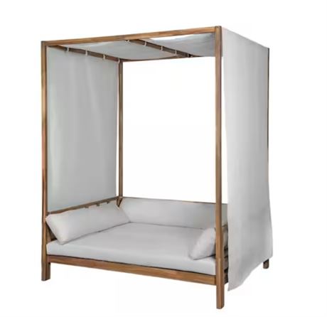 LIRE DESCRIPTION - Lit de jour patio avec coussin brun clair + gris
