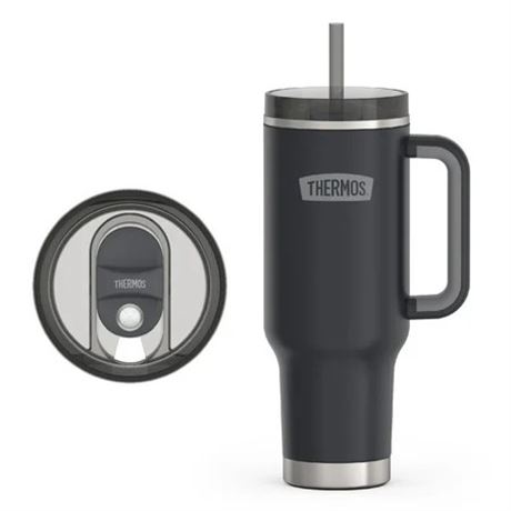 Tasse Thermos inox 40 oz avec paille graphite