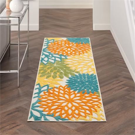 Tapis intérieur/extérieur tropical Nourison Aloha Dahlia 2 x 6 pi