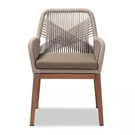Fauteuil Jennifer gris et brun noyer
