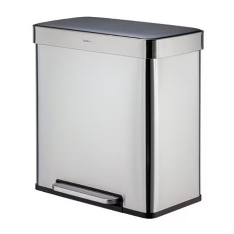 VOIR PHOTOS - Poubelle inox double compartiment 60 L Qualiazero