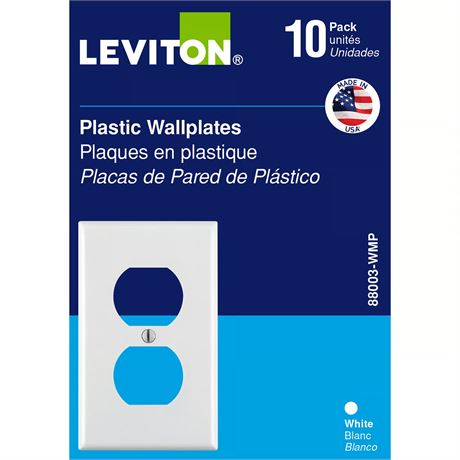 LOT DE 10 - Plaques murales Leviton duplex 1 poste blanches