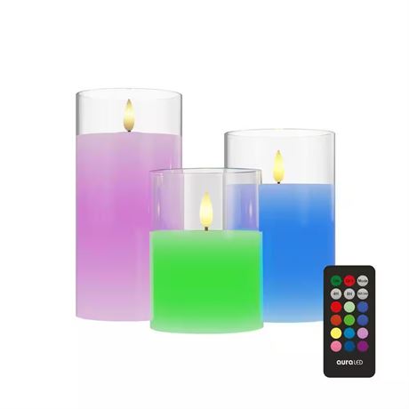 Bougies LED sans flamme Aura multicolores – lot de 3