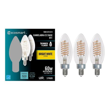 3 Ampoules LED filament vintage B11 E12 dimmable 60W équiv