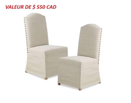 Ens. 2 chaises à dossier haut Madison Park Capa beige avec jupes