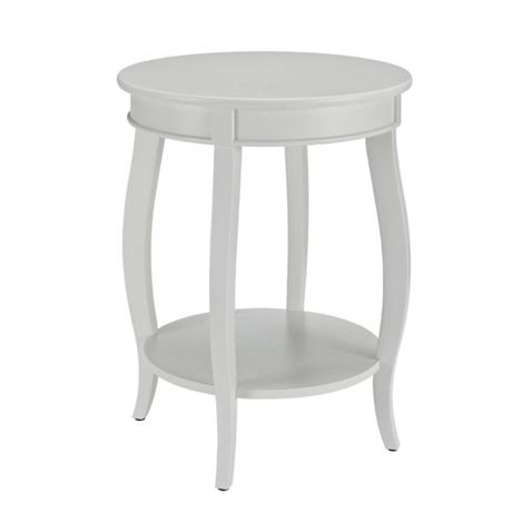 POWELL Table ronde blanche avec tablette 18 po L × 18 po P × 24 po H