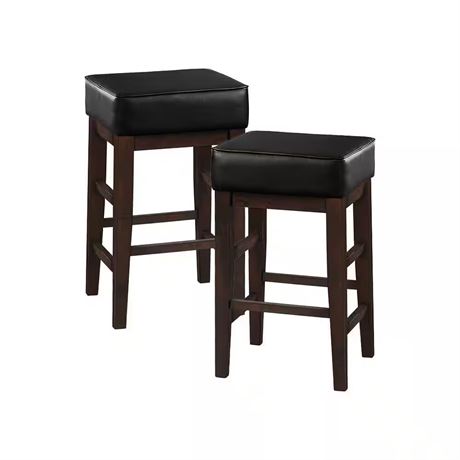 Ens. 2 - Tabouret de comptoir Kinsale 26 po fini espresso bois faux cuir noir