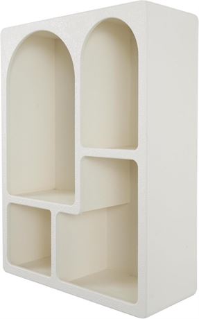 Tablette murale bois Deco 79 géom. arche 4 niveaux flottante avec bloc