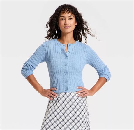 M - Cardigan côtelé femmes Universal Thread bleu