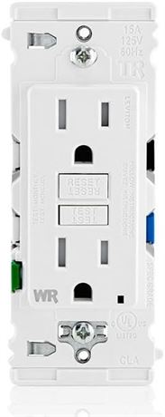 Prise DDFT Leviton Lever Edge 15 A auto-test blanche, inviolable