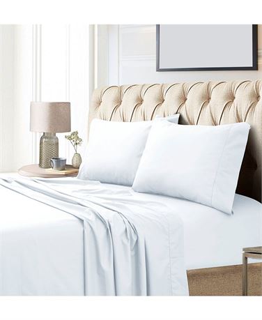 KING -Draps 4pcs Tribeca Living coton égyptien satin 800 fils poches extra-prof.
