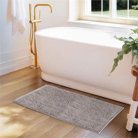 Tapis de bain ultra doux chenille 34 x 21 po gris clair