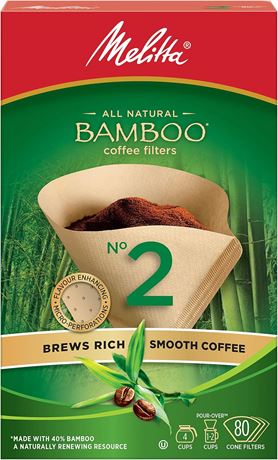 Filtres à café coniques en bambou nº2 – paquet de 80