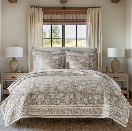 SANS TAIES - Courtepointe Levtex Home Adare taupe 88 x 92 po