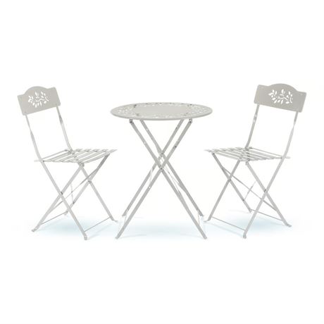 Ens. 3 pcs - bistro Alpine acier blanc