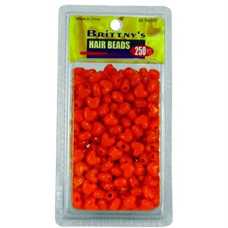 Perles cheveux Brittny orange cœur (250)