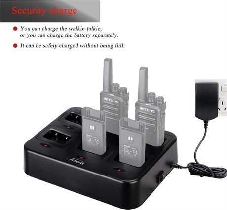 PIÈCE MANQUANTE - Chargeur 6 postes rapide Retevis NR10 pour RT68