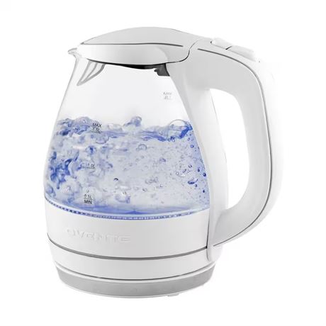 Bouilloire électrique 6.5 tasses blanche éclairée