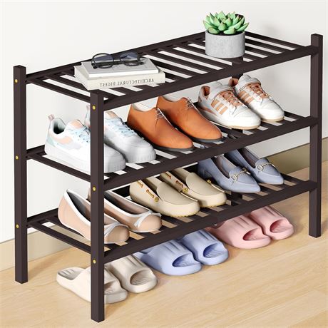 Étagère chaussures bambou 3 niveaux Smiry