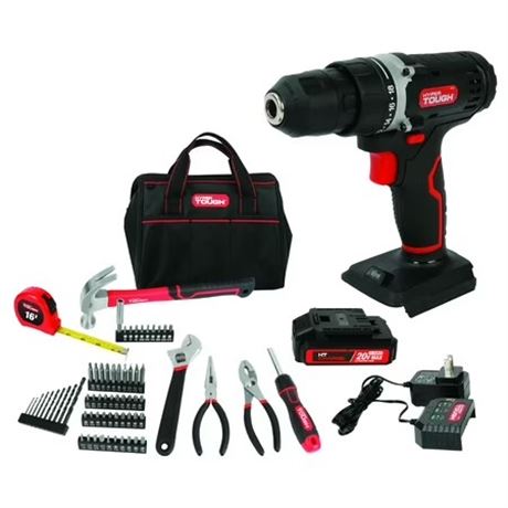 Trousse projet 70 pcs Hyper Tough 20V Max 1,5 Ah perceuse sans fil + pile