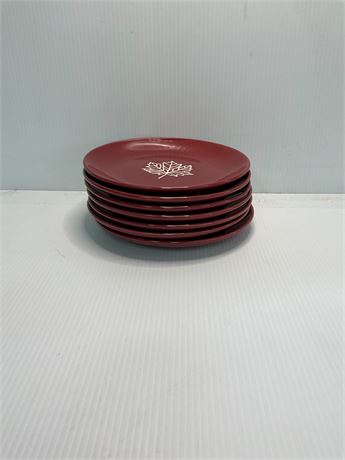 Lot de 7 petites assiettes rouges