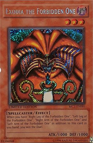 Yugioh Exodia l'interdit édition limitée secret rare MC1-EN001