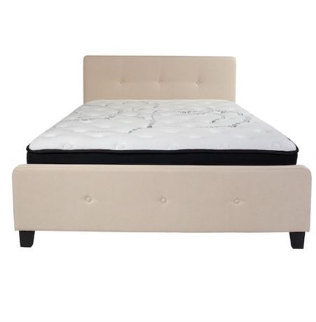 Lit plateforme capitonné Flash Furniture Tribeca DOUBLE beige 56 x 78 po